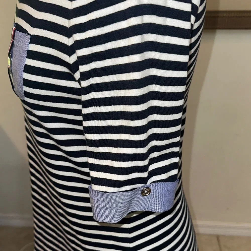 Tommy Hilfiger Navy Striped Women's Top with Pocket Detail Size S/P